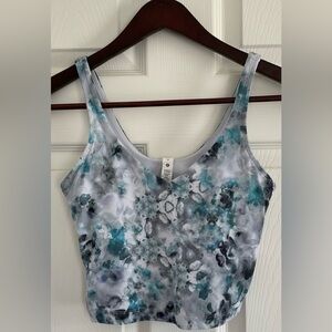 Lululemon Align Tank Size 4 Teal Blue Floral Nulu Yoga Crop Top